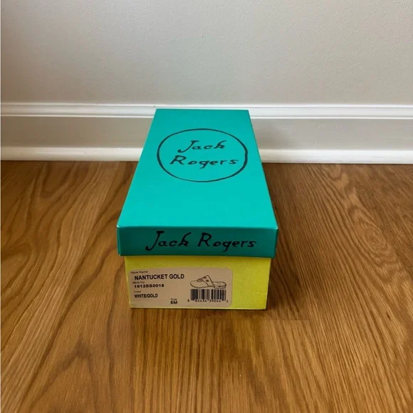 Jack Rogers Nantucket White & Gold Leather Sandal, Women's 5 - NWT/NWB - Picture 12 of 12